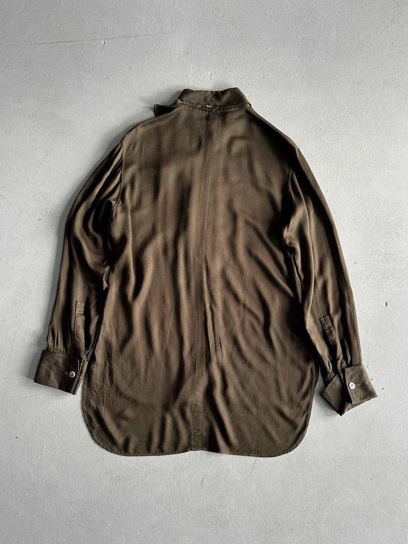 YOHJI YAMAMOTO Y'S - S/S 2001 ASYMMETRICAL SHIRT WITH DETACHABLE DETAIL AT COLLAR