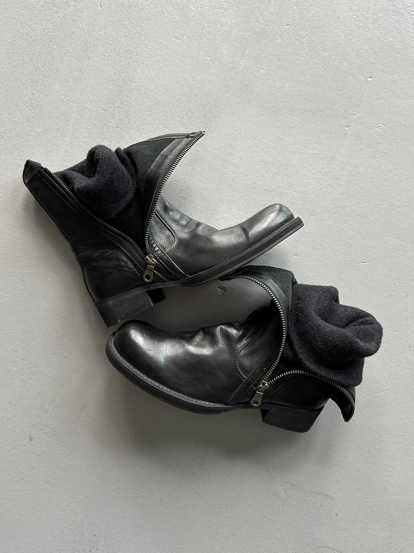 YOHJI YAMAMOTO Y's - 1990s MID CALF LEATHER BOOTS