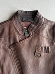 DIESEL - 2000s ASYMMETRICAL ZIP FRONT LEATHER BIKER JACKET