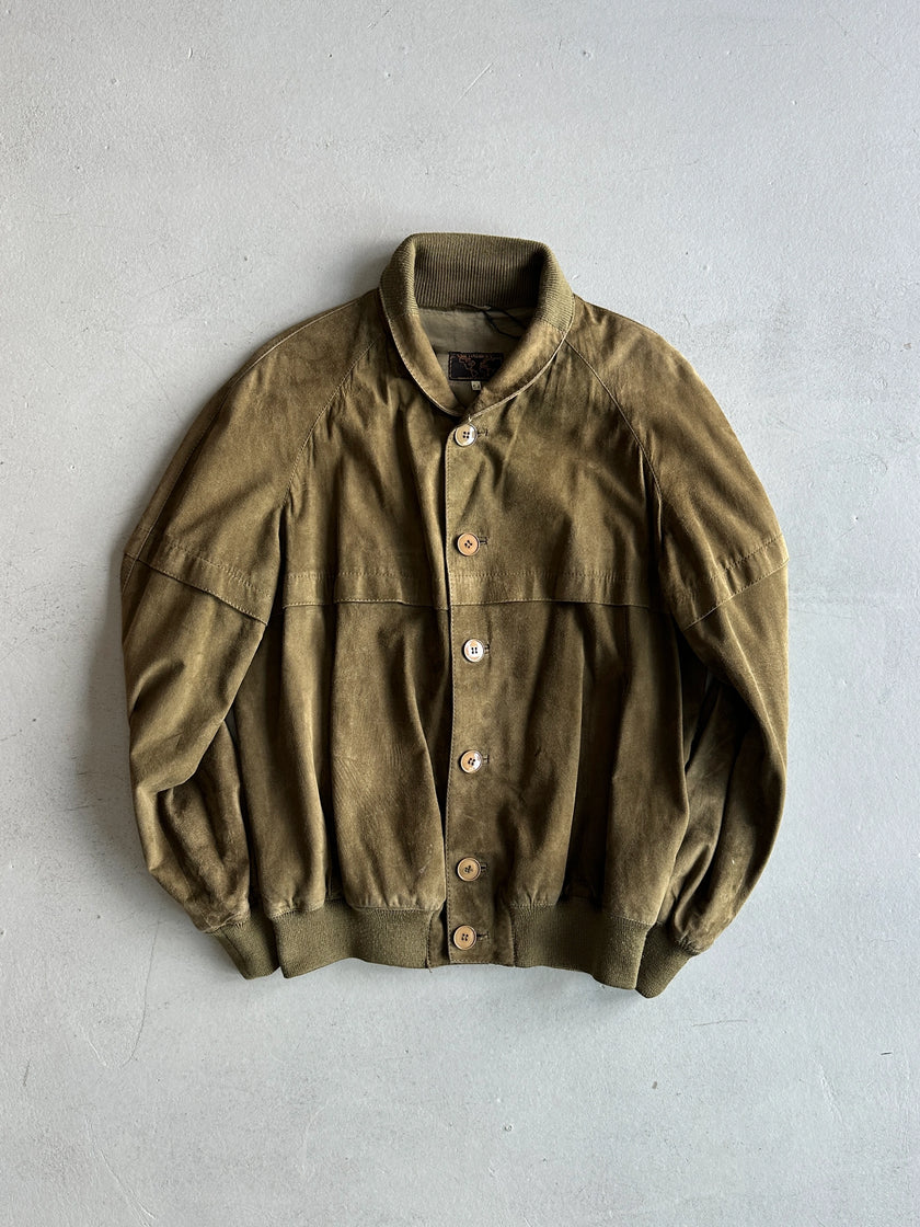 1980s DROPPED SHOULDERS SUEDE BUTTONED JACKET