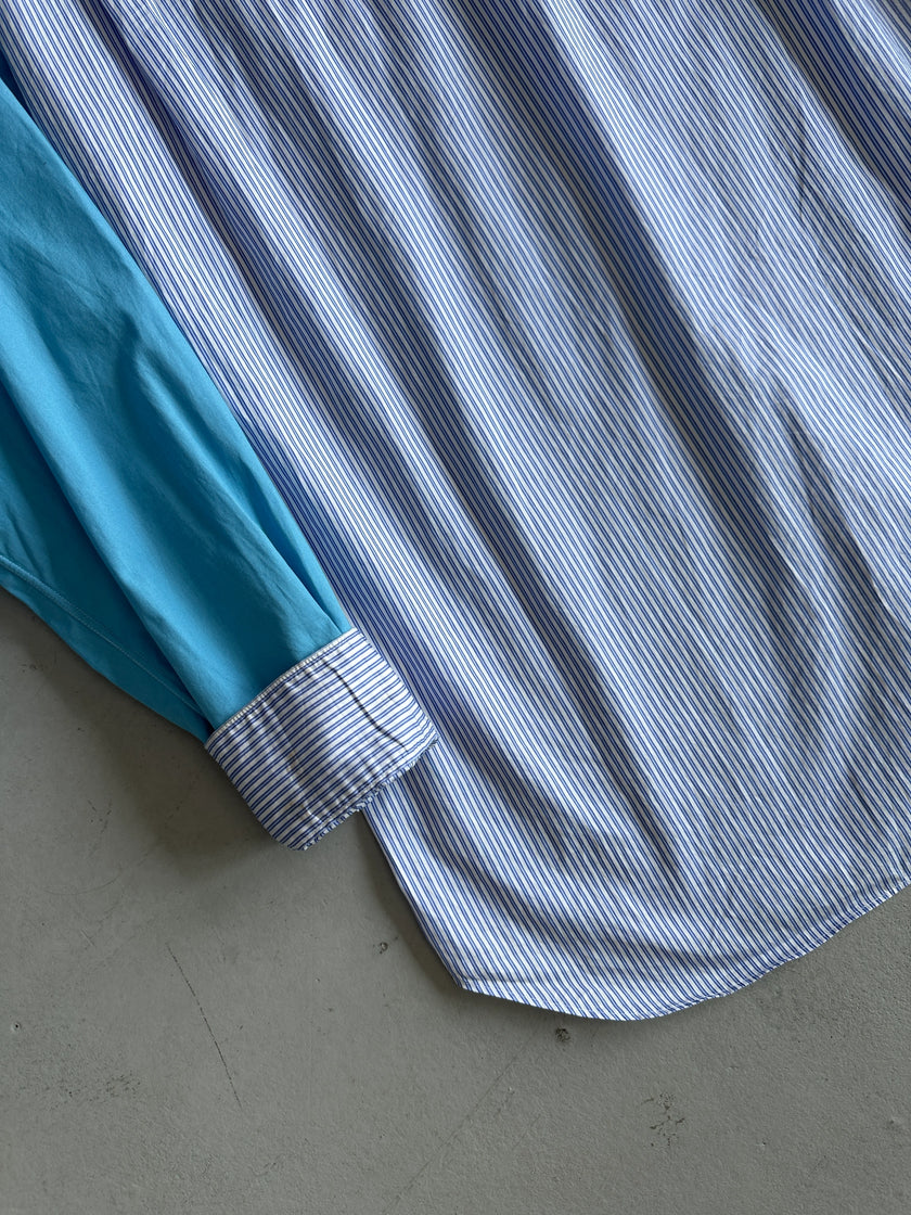 COMME DES GARÇONS - 1990s CONTRASTING SLEEVE PINSTRIPED SHIRT