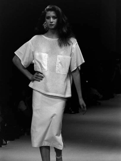 ICEBERG BY JC DE CASTELBAJAC 1980s HYBRID KNIT NYLON T-SHIRT