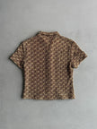 1970s CROP FIT BUTTONED SHORT SLEEVE KNIT TOP