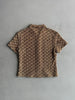 1970s CROP FIT BUTTONED SHORT SLEEVE KNIT TOP