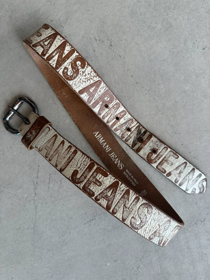 ARMANI JEANS - 1990s DISTRESSED LEATHER BELT