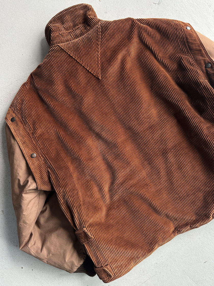 ITALIAN LABEL 1980s PANELED CORDUROY BOMBER JACKET WITH CONTRASTING SLEEVE