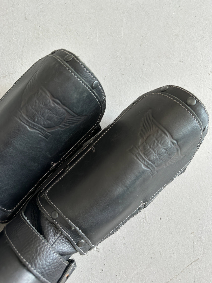 ARMANI JEANS - 2000s BIKER LEATHER BOOTS