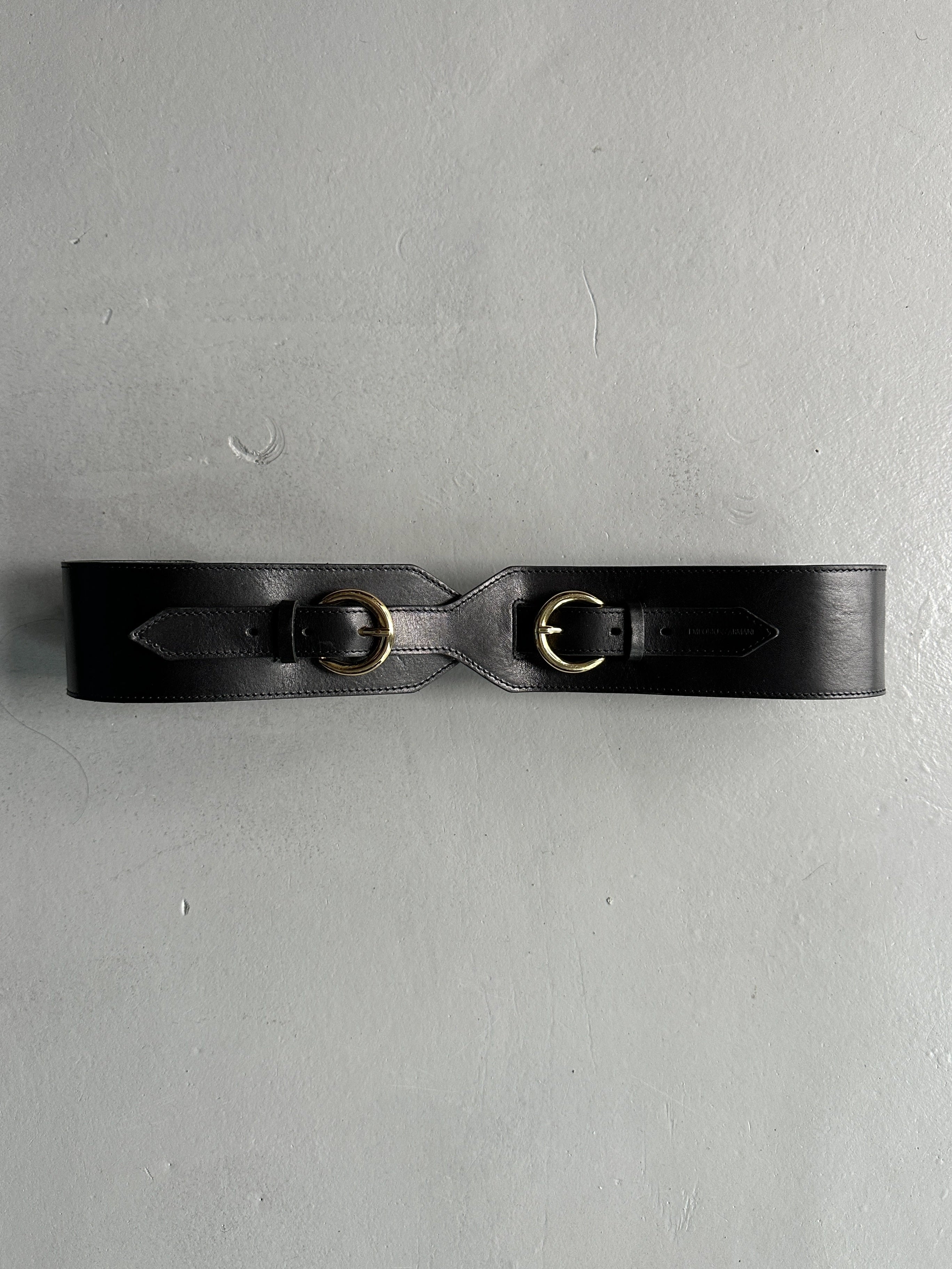 EMPORIO ARMANI  - 2000s DOUBLE BUCKLE WAIST BELT