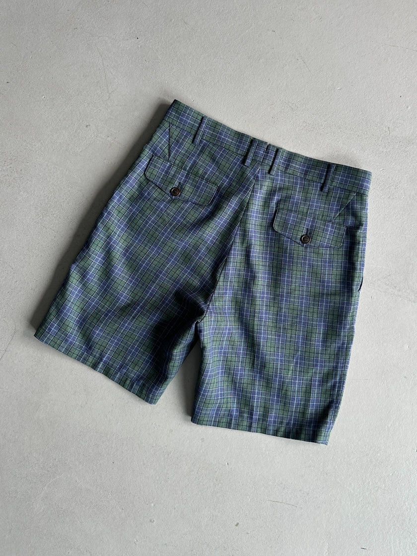 JUNYA WATANABE COMME DES GARÇONS - S/S 2014 FRONT PLEATS CHECKED BERMUDA SHORTS