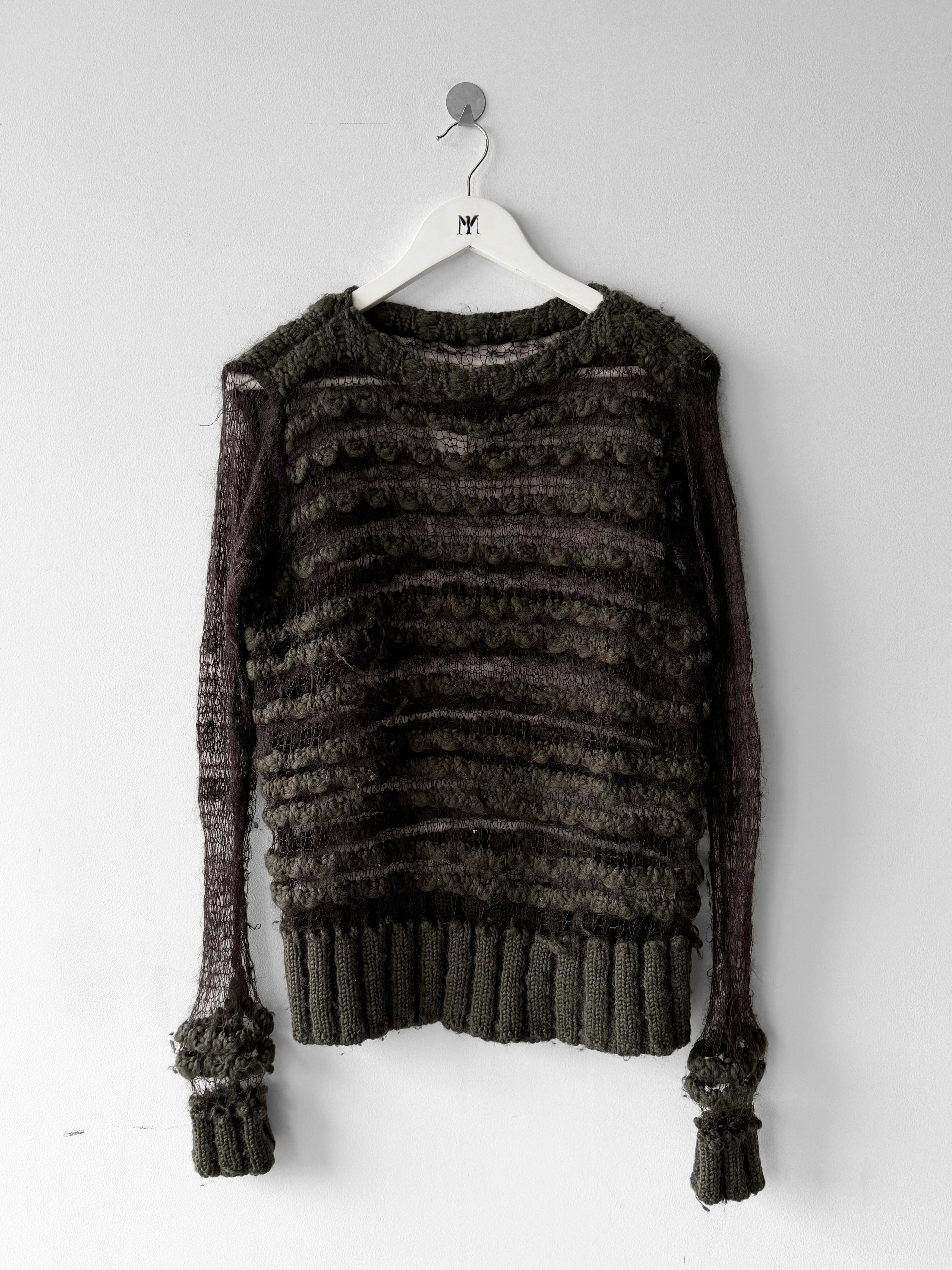 1990s OPEN WEAVE LONG SLEEVE KNIT TOP