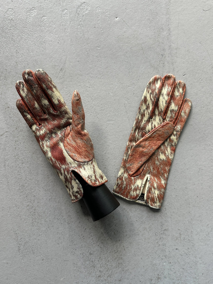 ROBERTO CAVALLI - 1990s ANIMALIER LEATHER GLOVES