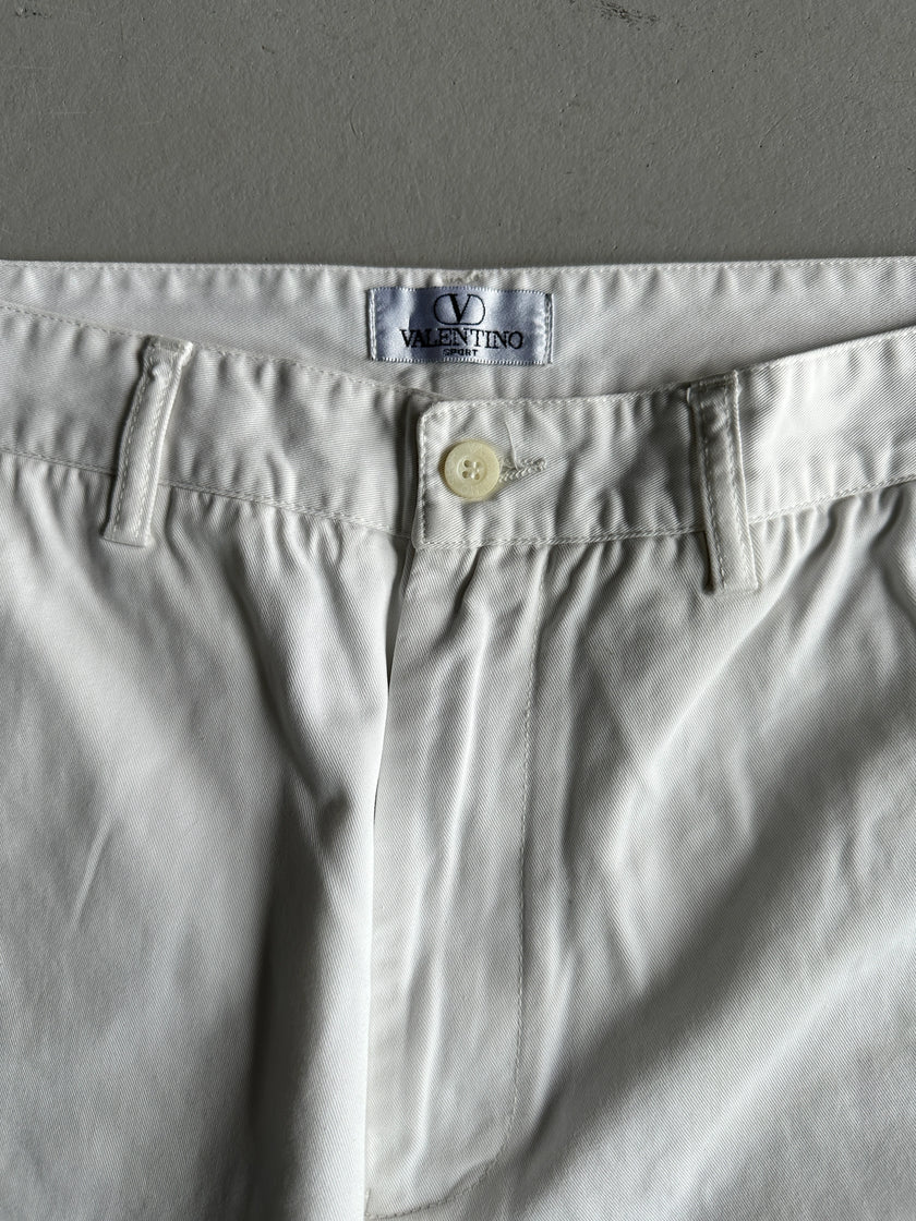 VALENTINO - 1990s STRAIGHT FIT WHITE TROUSERS