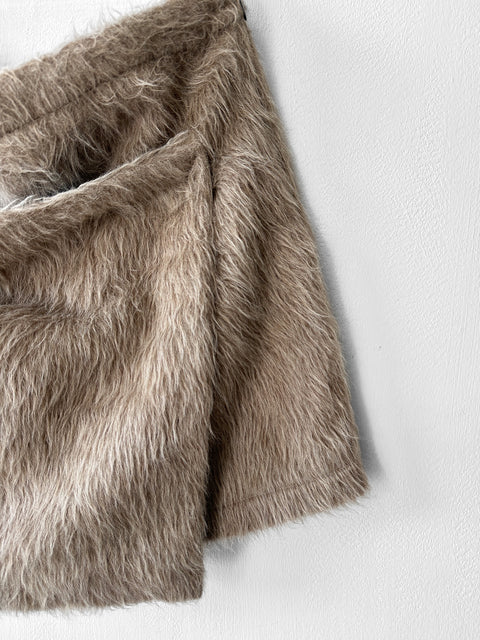 COSTUME NATIONAL - F/W 2012 FAUX FUR WRAP MINI SKIRT