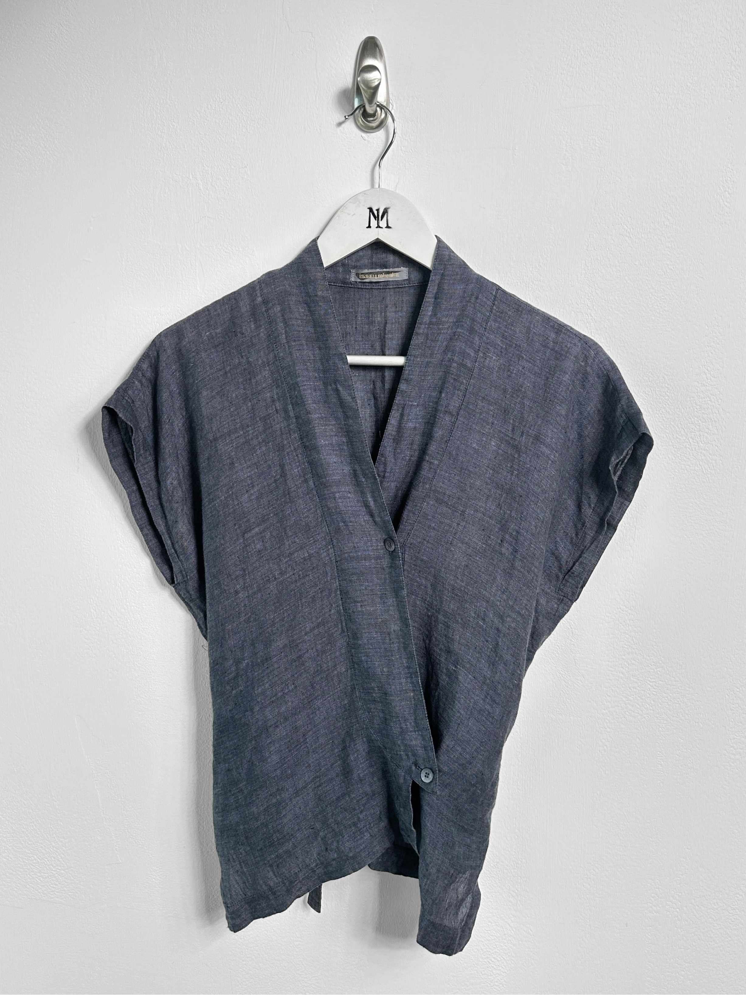 ISSEY MIYAKE - 1980s HEMP WRAP TOP WITH BACK WAIST