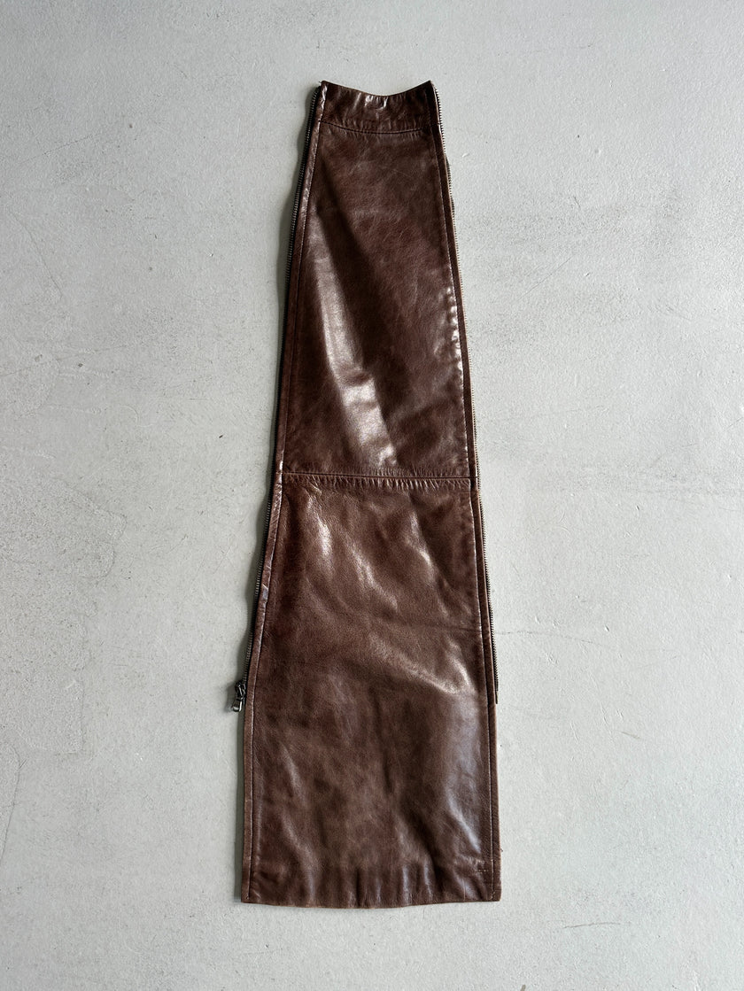 1990s DUAL ZIP FRONT LONG LEATHER JACKET