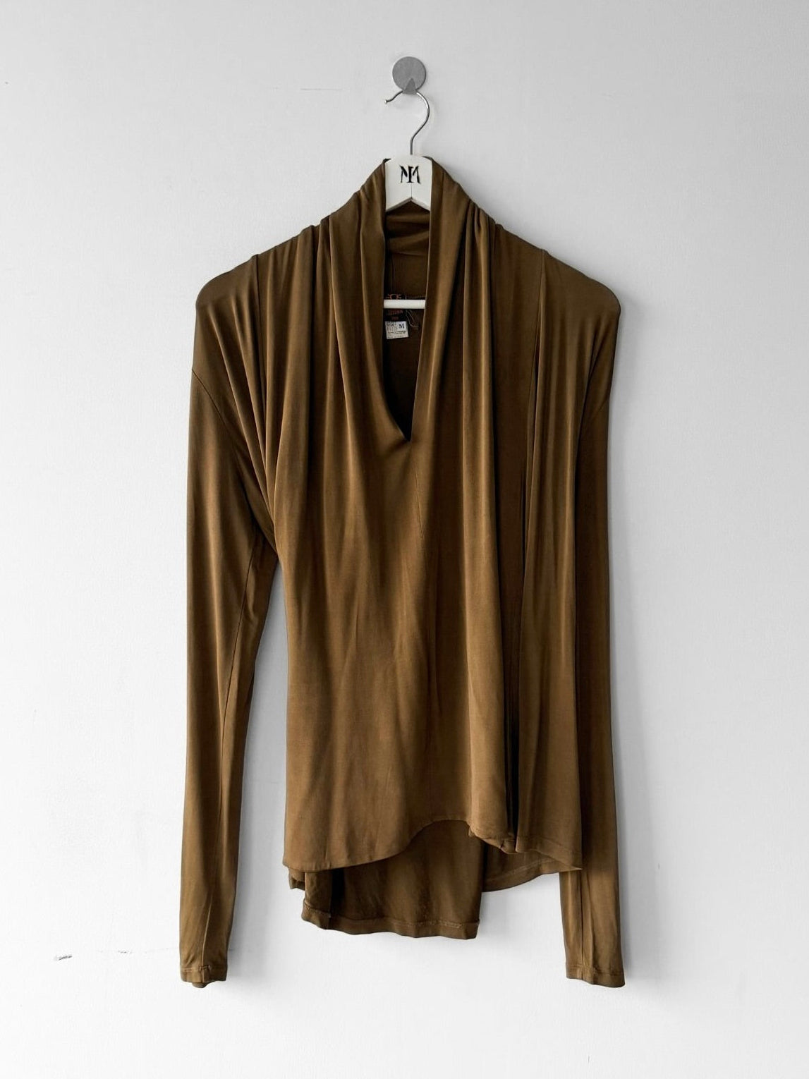 JEAN PAUL GAULTIER SOLEIL - 1990s STRETCH LONG SLEEVE TOP WITH BONDAGE STRAPS AT BACK