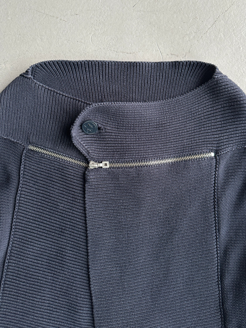 MARITHÉ + FRANÇOIS GIRBAUD - early 2000s ZIP DETAIL AT COLLAR OPEN FRONT CARDIGAN