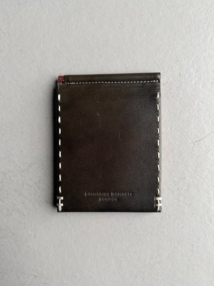 KATHARINE HAMNETT - 1990s LEATHER WALLET WITH STITCHING DETAILS