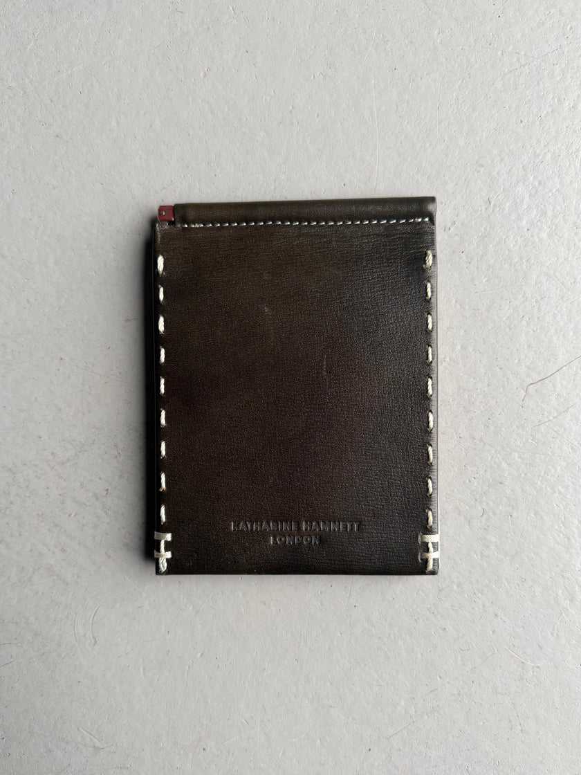 KATHARINE HAMNETT - 1990s LEATHER WALLET WITH STITCHING DETAILS