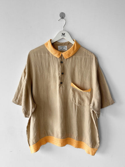 1980s LINEN POLO T-SHIRT