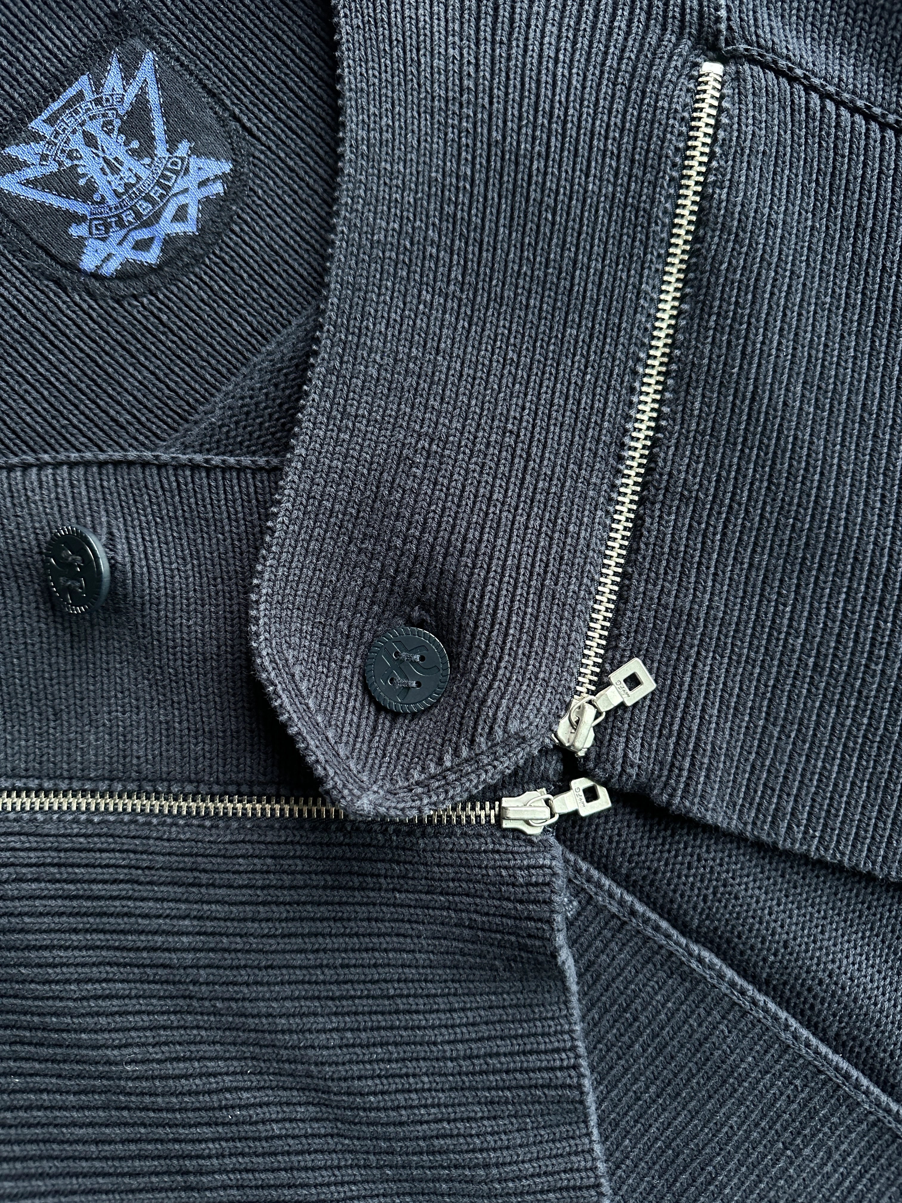 MARITHÉ + FRANÇOIS GIRBAUD - early 2000s ZIP DETAIL AT COLLAR OPEN FRONT CARDIGAN