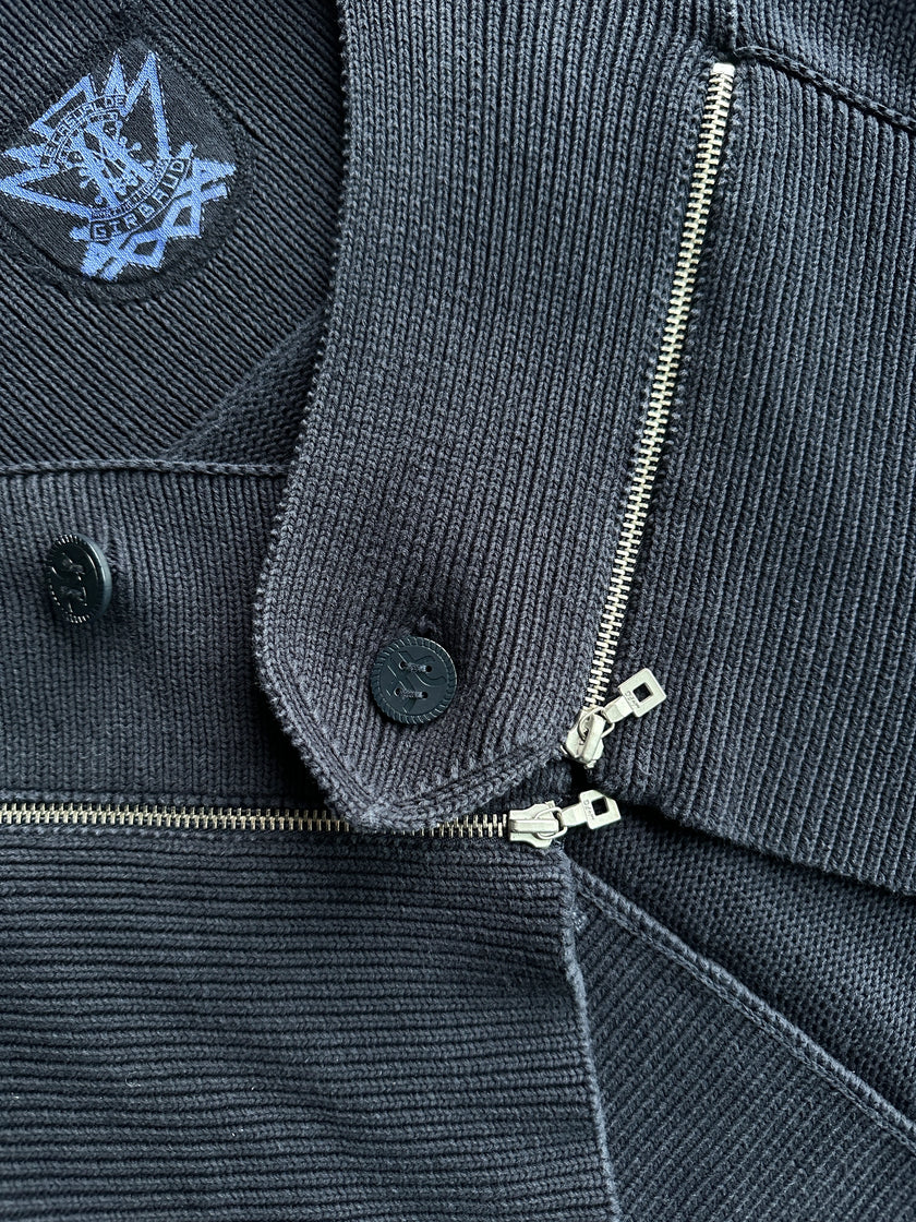 MARITHÉ + FRANÇOIS GIRBAUD - early 2000s ZIP DETAIL AT COLLAR OPEN FRONT CARDIGAN