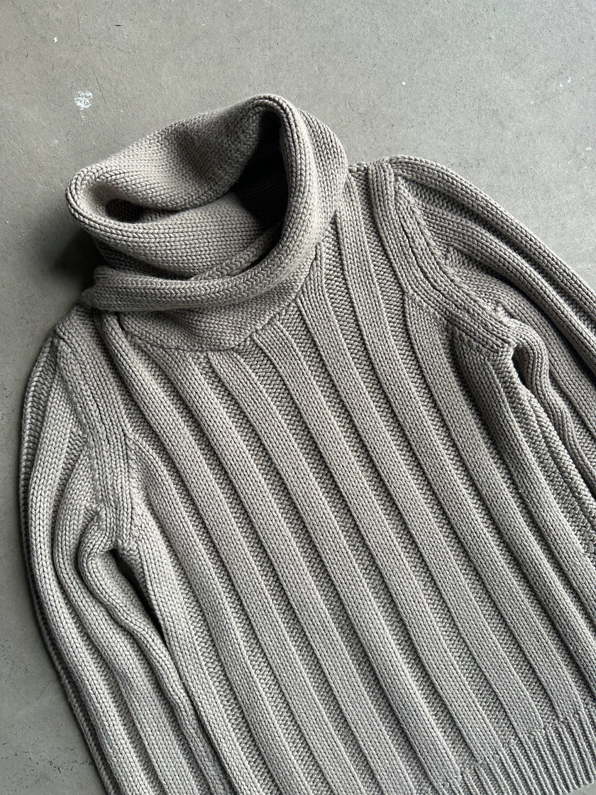 DANIELE ALESSANDRINI - 1990s WRAP AROUND COLLAR CHUNKY KNIT JUMPER