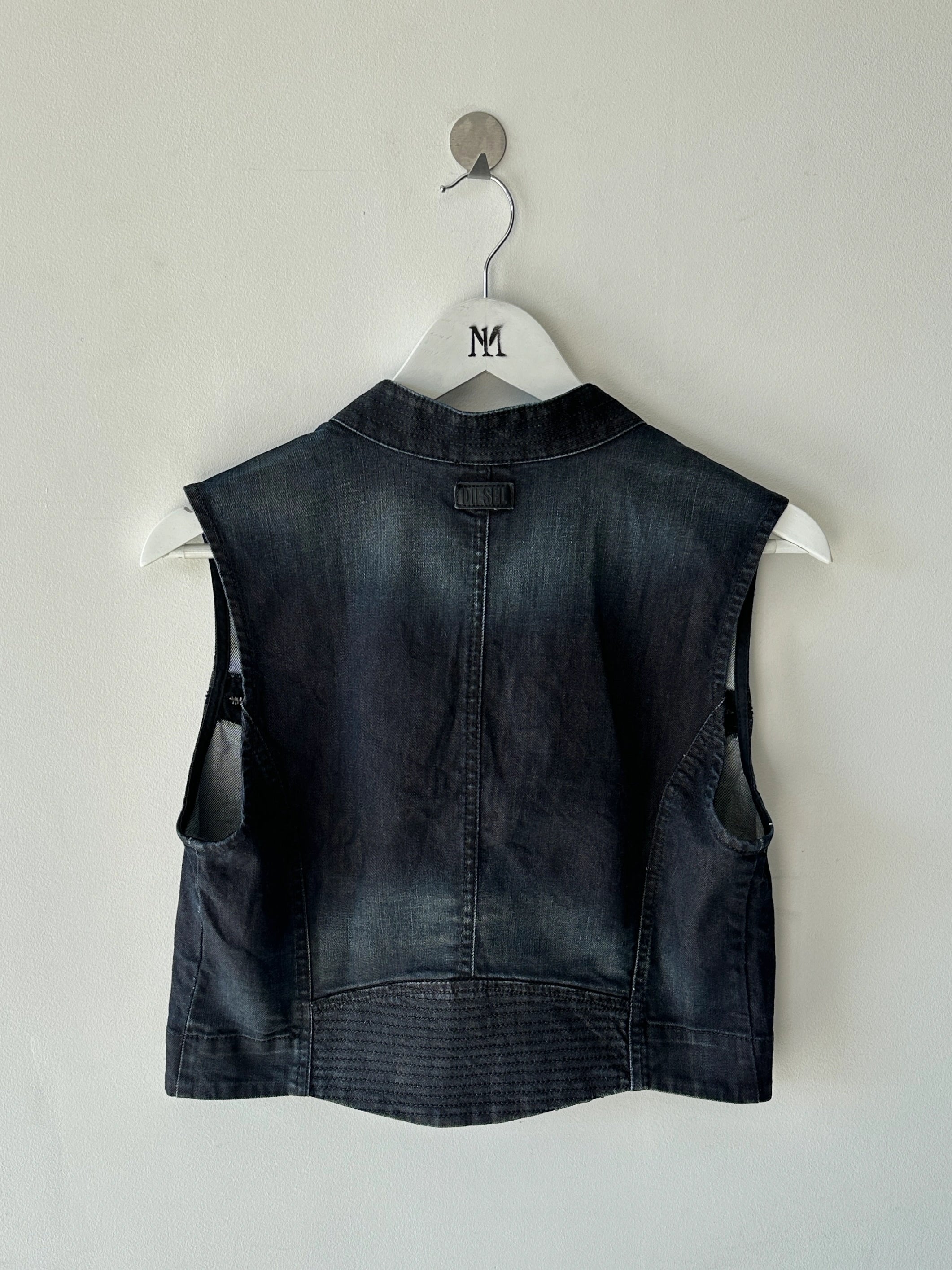 DIESEL - early 2000s DENIM VEST WITH ZIPPED DETAILS