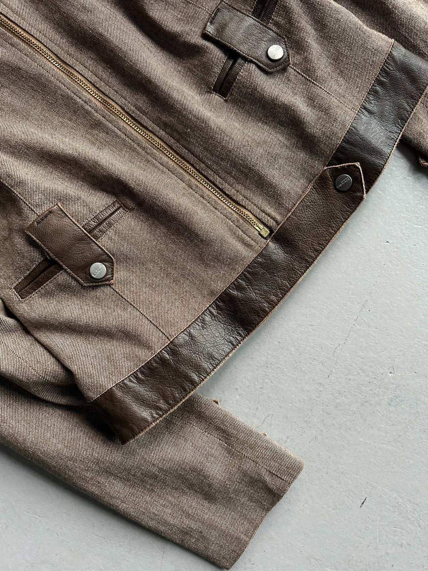 ICEBERG - 2000s JACKET WITH CONTRASTING LEATHER DETAILS