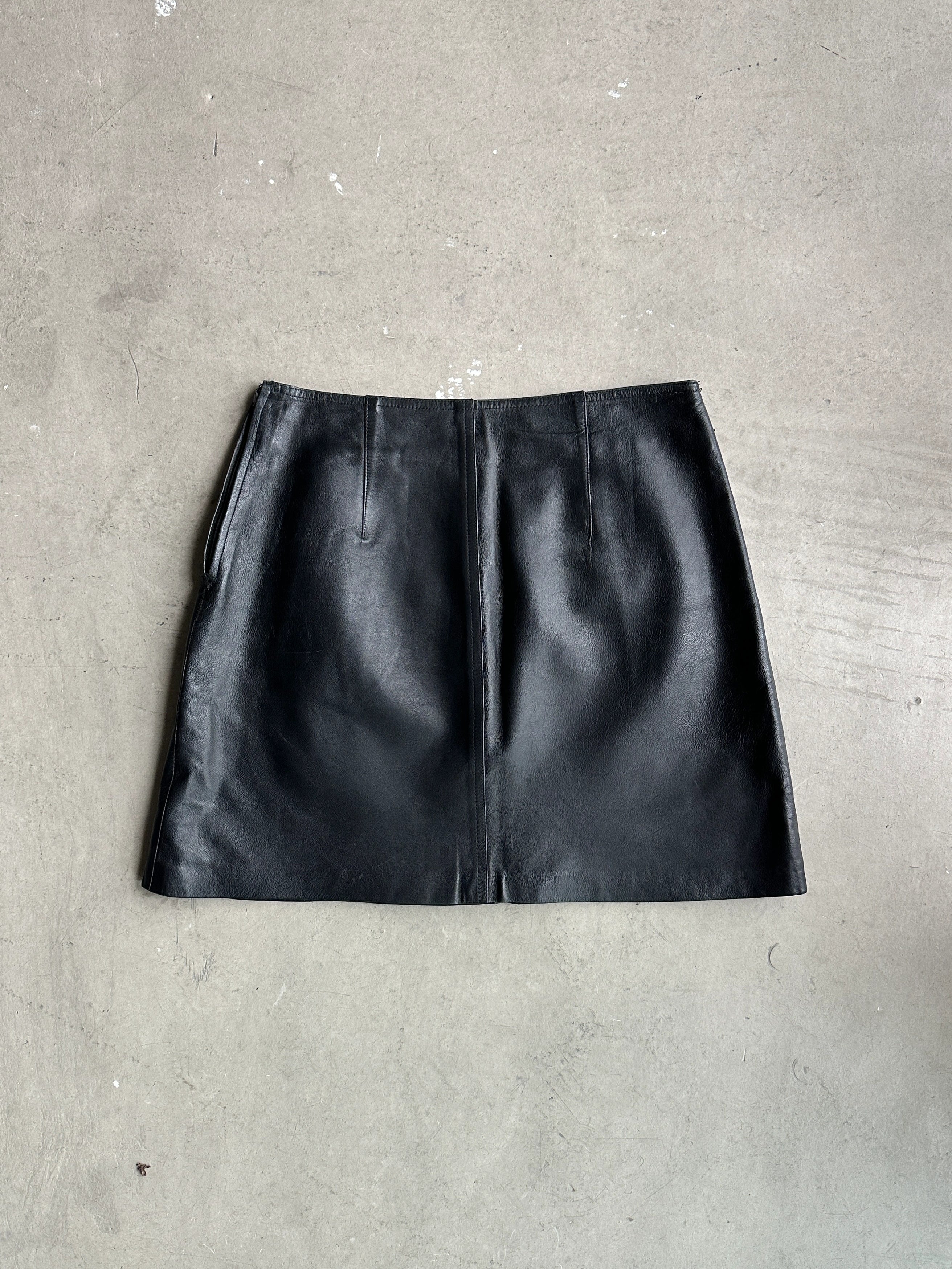 1990s LEATHER HIGH WAIST SKIRT