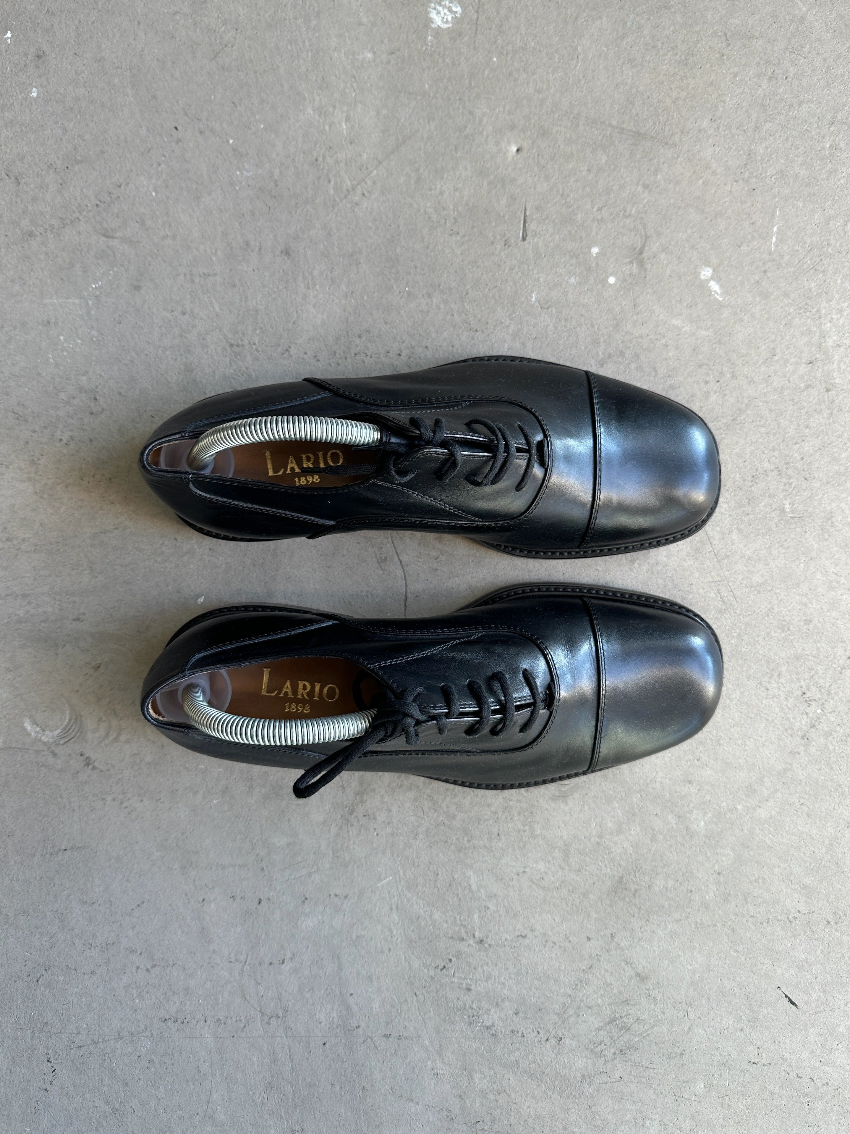 LARIO 1989 - 1990s SQUARE TOE LEATHER DERBY SHOES