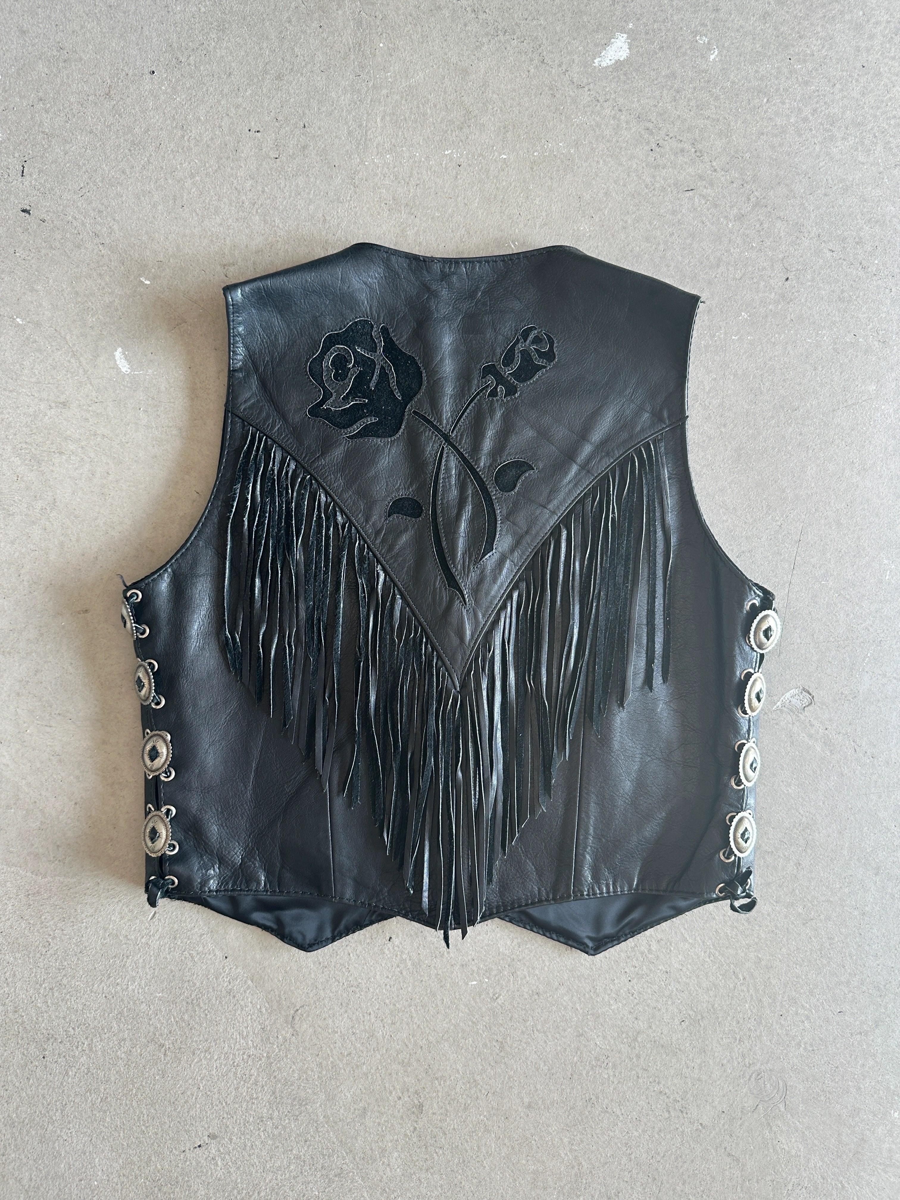 1980s LEATHER WESTERN VEST GILET