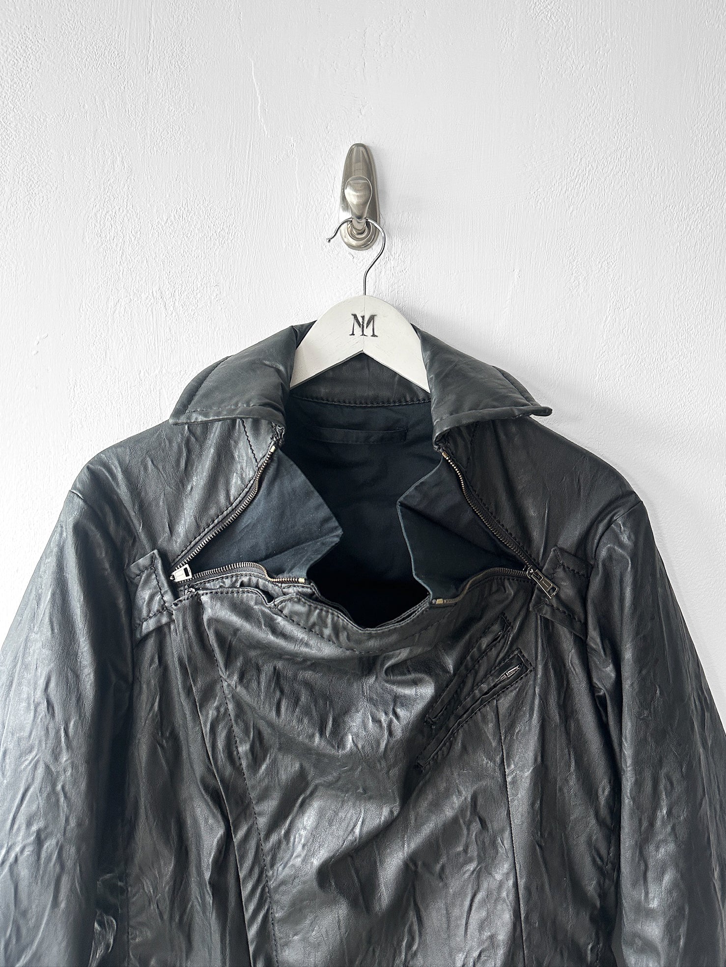 ANDREW MACKENZIE - F/W 2008 WAXED PVC LONG JACKET WITH ZIP DETAILS