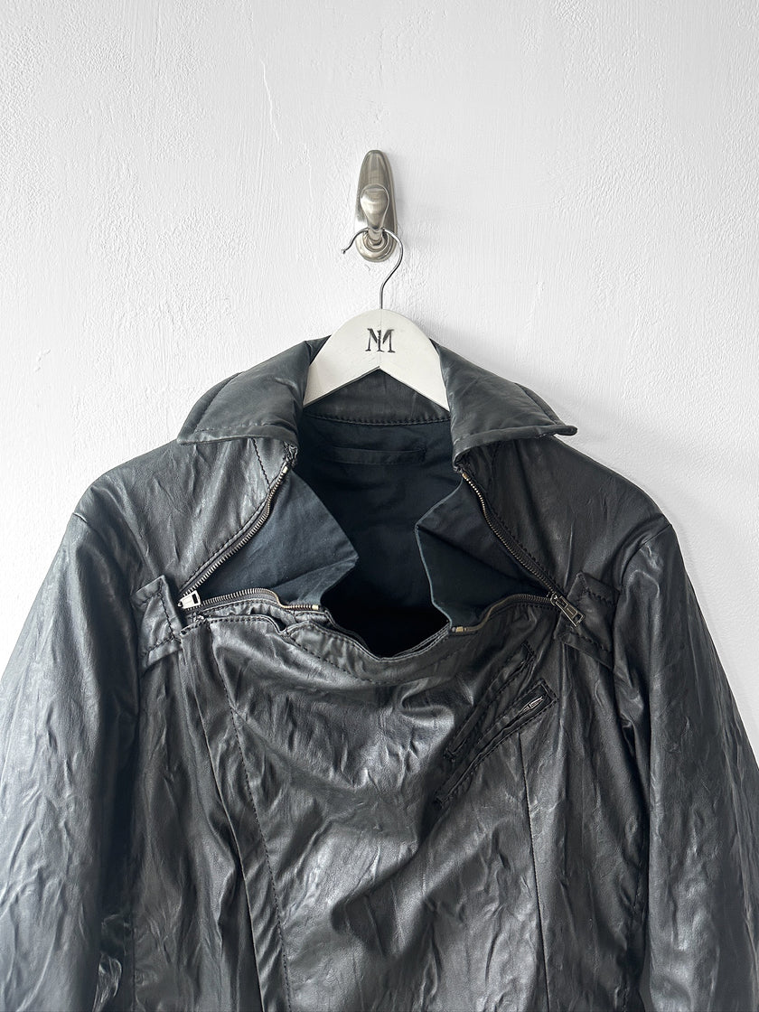 ANDREW MACKENZIE - F/W 2008 WAXED PVC LONG JACKET WITH ZIP DETAILS