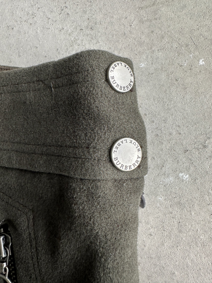 BURBERRY BLUE LABEL - 2000s WOOL MINI SKIRT WITH ASYMMETRICAL POCKETS