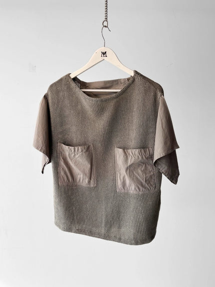 ICEBERG BY JC DE CASTELBAJAC 1980s HYBRID KNIT NYLON T-SHIRT