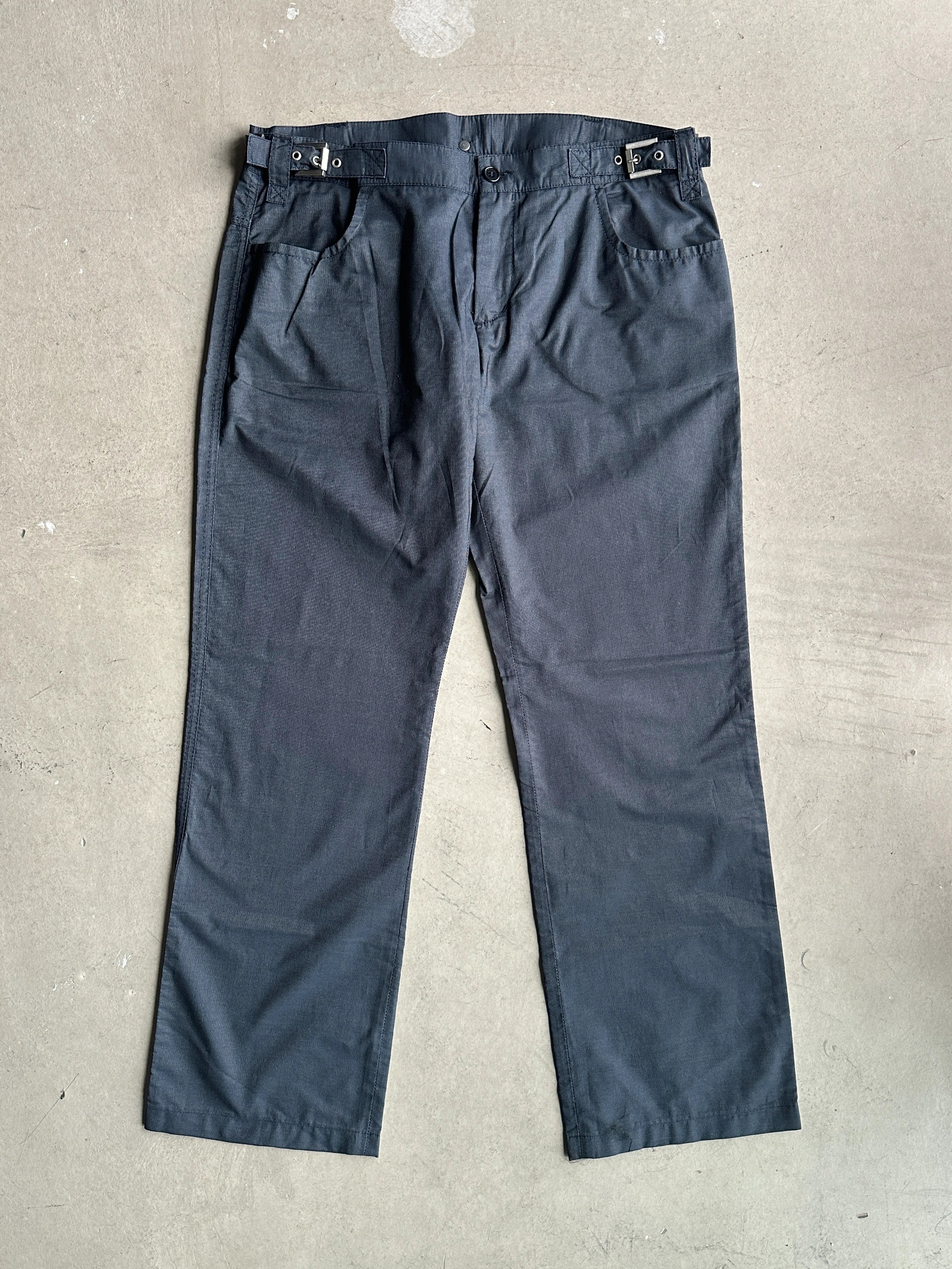 BIKKEMBERGS - 2008 REGULAR FIT TROUSERS WITH LEATHER BACK BELT