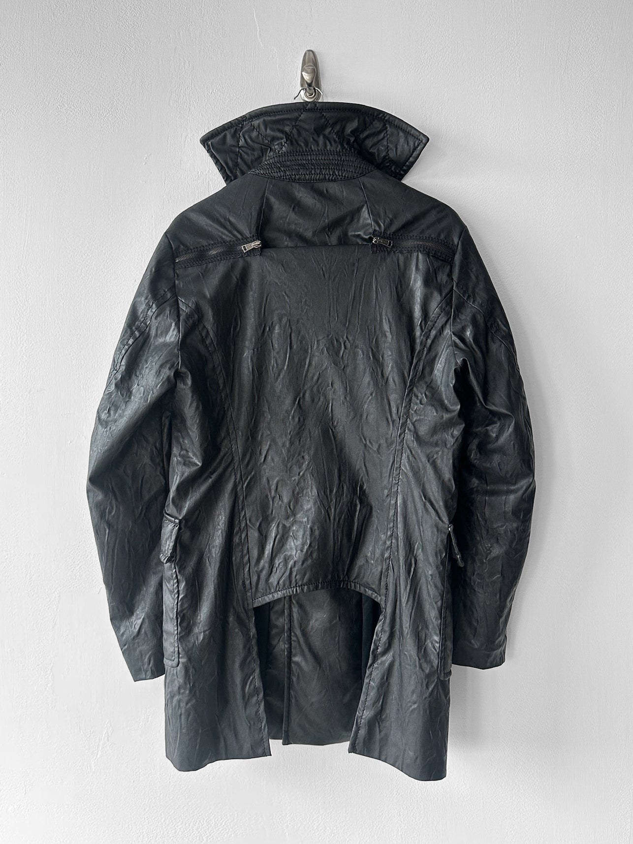 ANDREW MACKENZIE - F/W 2008 WAXED PVC LONG JACKET WITH ZIP DETAILS