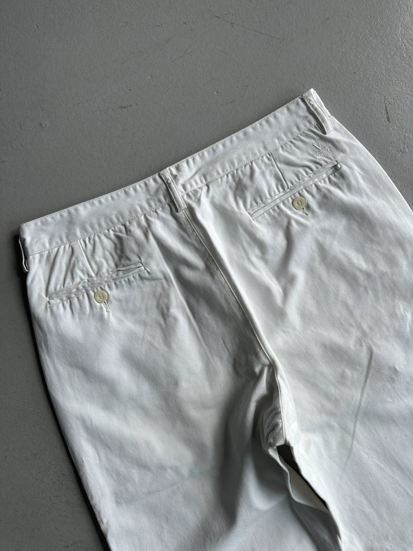 VALENTINO - 1990s STRAIGHT FIT WHITE TROUSERS