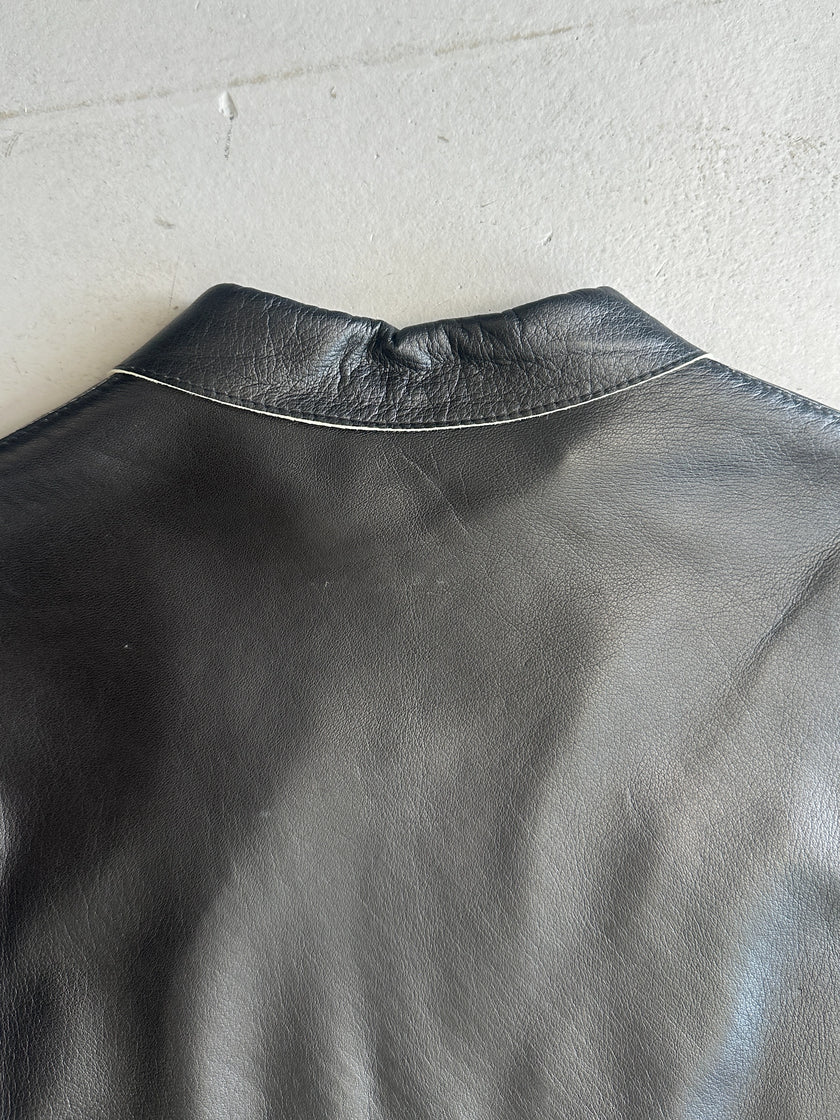 FENDISSIME - 1990s LEATHER AND MESH ZIPPED JACKET