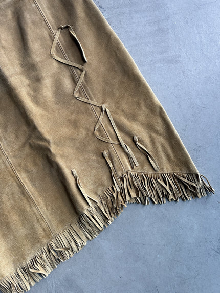 2000s SUEDE SKIRT WITH FRINGE