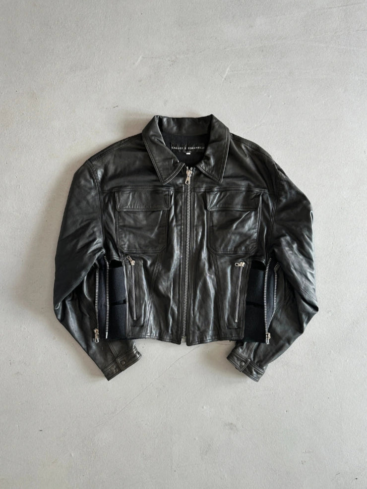 CALUGI E GIANNELLI 1980s BONDAGE LEATHER JACKET