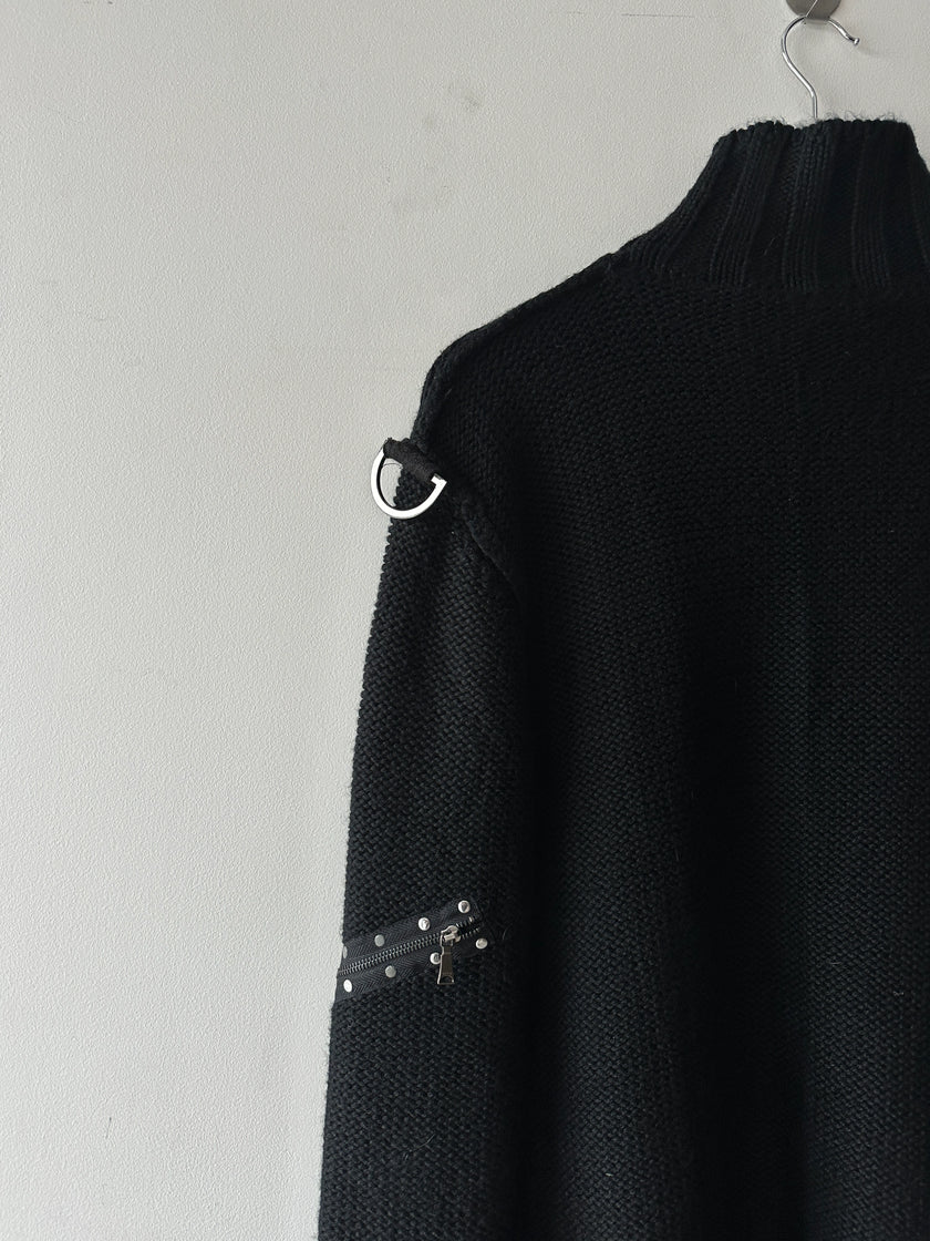 JOHN RICHMOND - F/W 2003 HIGH NECK CHUNKY KNIT BONDAGE JUMPER