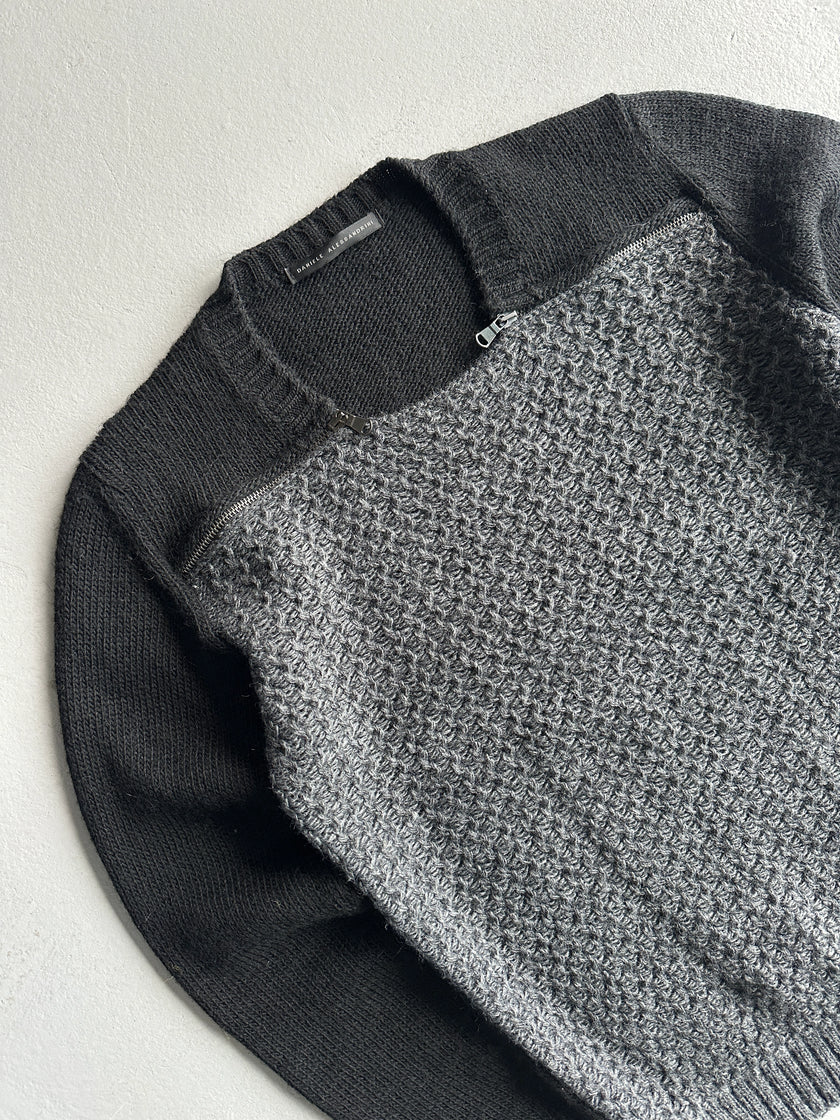 DANIELE ALESSANDRINI - 1990s KNIT JUMPER WITH DOUBLE ZIP DETAILS
