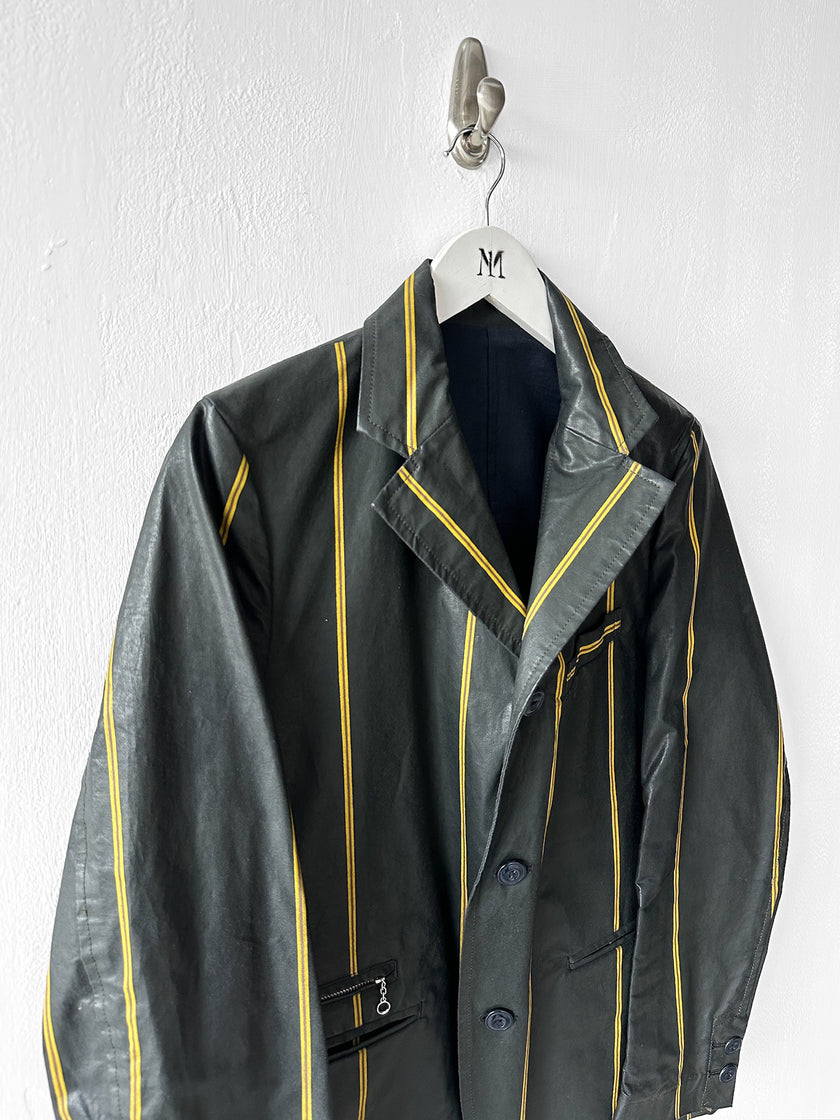 JAPANESE LABEL - 1990s COATED COTTON STRIPED BLAZER