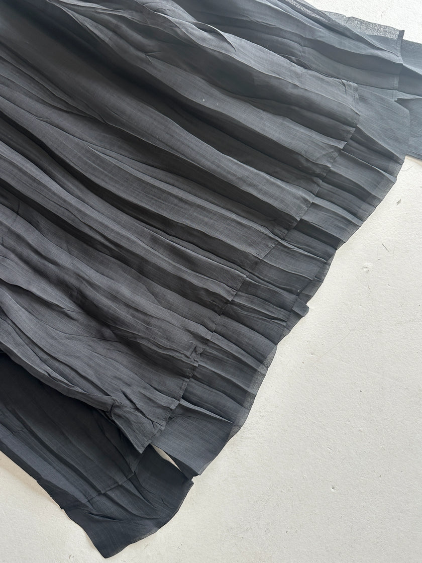 ISSEY MIYAKE - 1990s FUNNEL NECK BUTTONED PLEATED BLOUSE