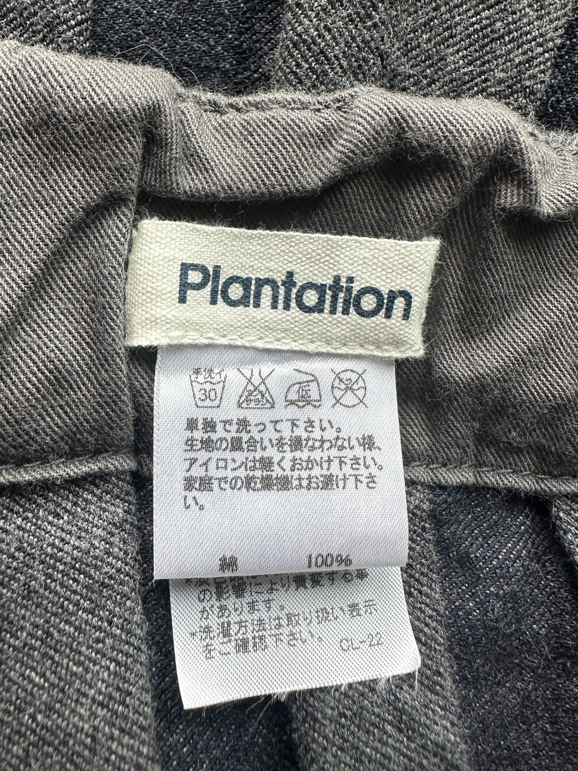 ISSEY MIYAKE PLANTATION - 1990s CRISP PLEATS DUAL COLOUR DENIM SKIRT