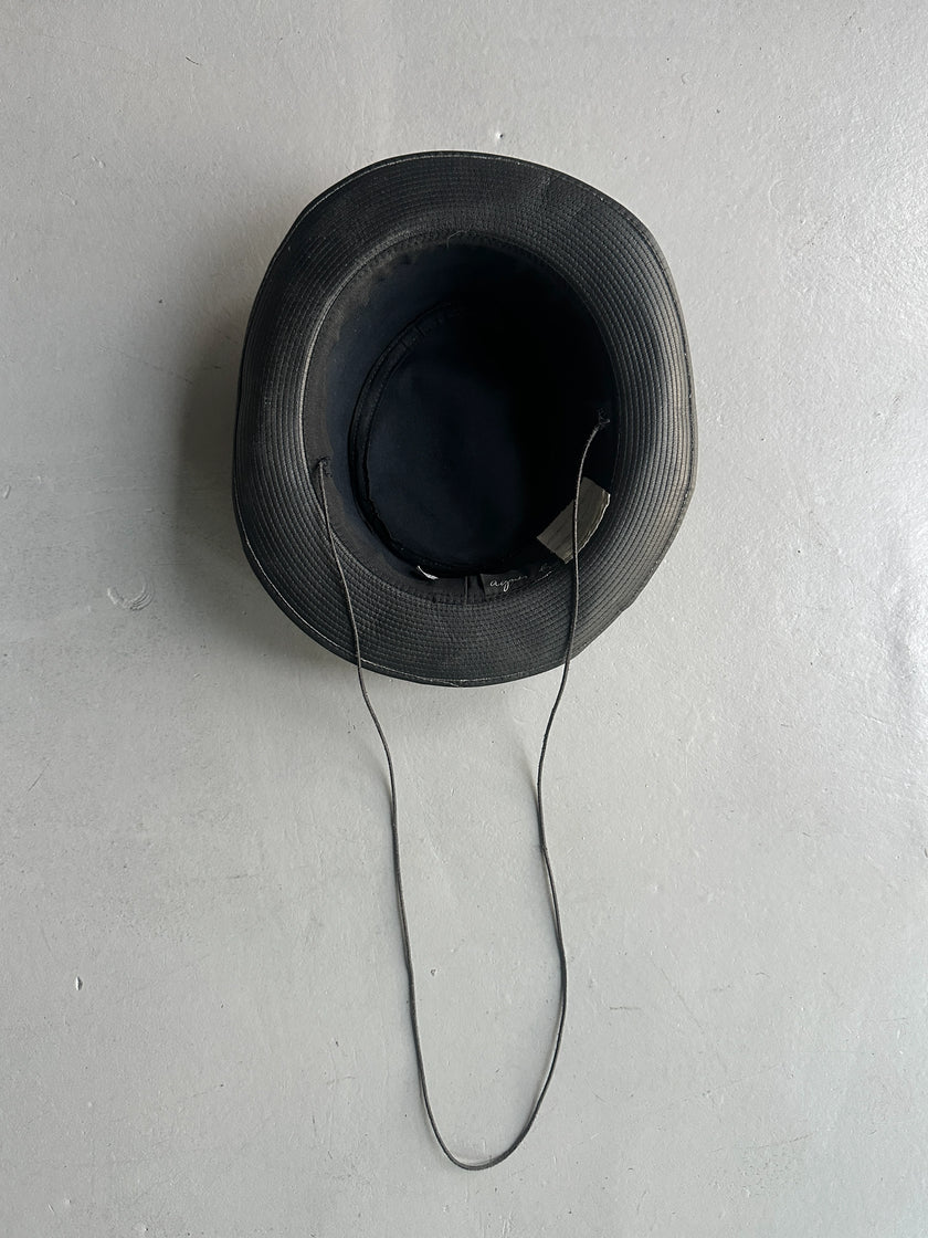 AGNÈS B. - 1990s FAUX LEATHER HAT WITH LONG CHIN STRAP