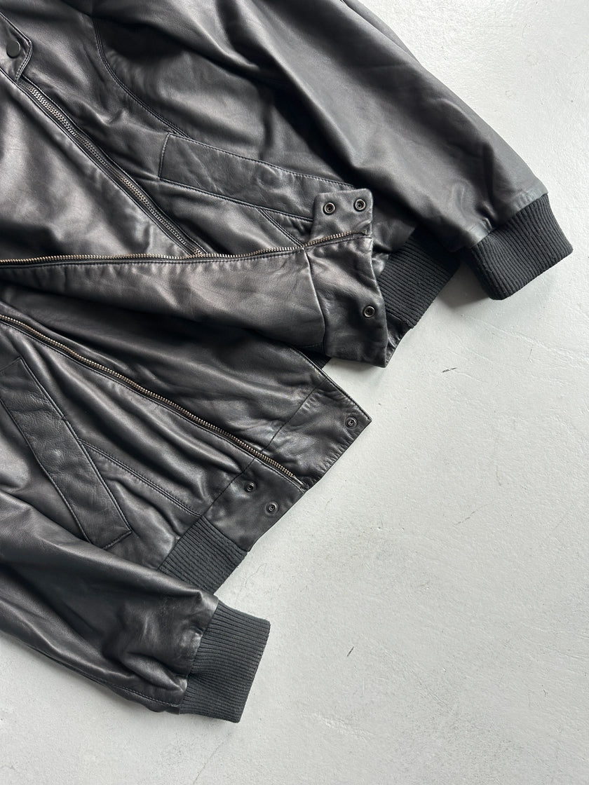 EMPORIO ARMANI - S/S 2009 ASYMMETRIC DOUBLE ZIP SOFT LEATHER JACKET