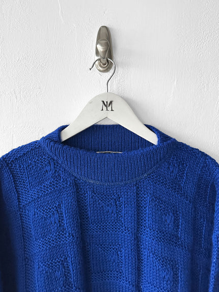 ITALIAN LABEL 1980s OVERSIZED GEOMETRIC CABLE KNIT JUMPER
